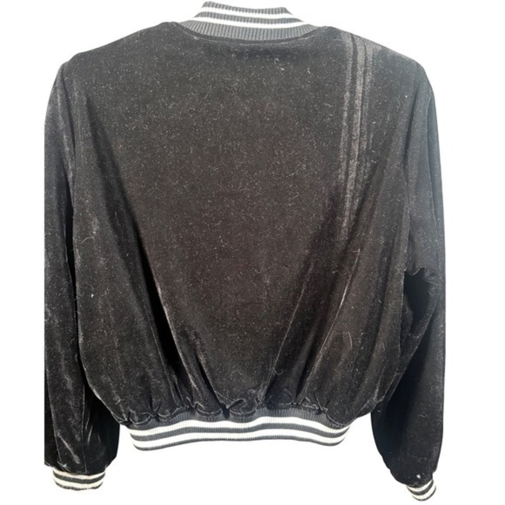 36.5 Black Velvet Embroidered Tiger Floral Bomber Jacket Size Large - Picture 6 of 11